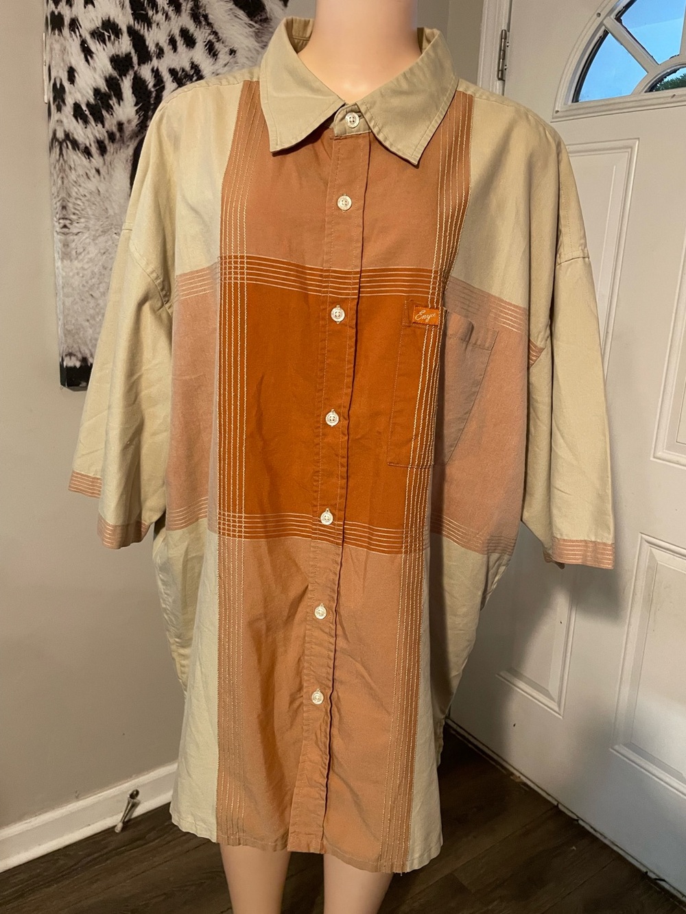 Vintage Enyce Men's Y2K streetwear aesthetic button collar shirt retro warm XXL